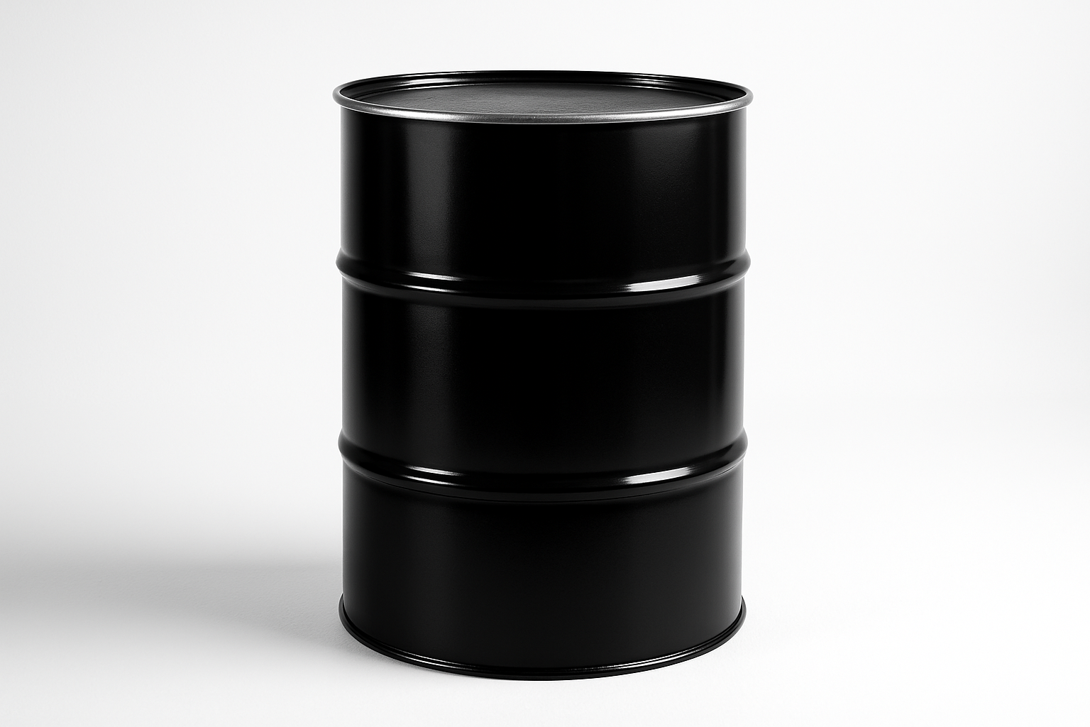 Black steel drum in white background